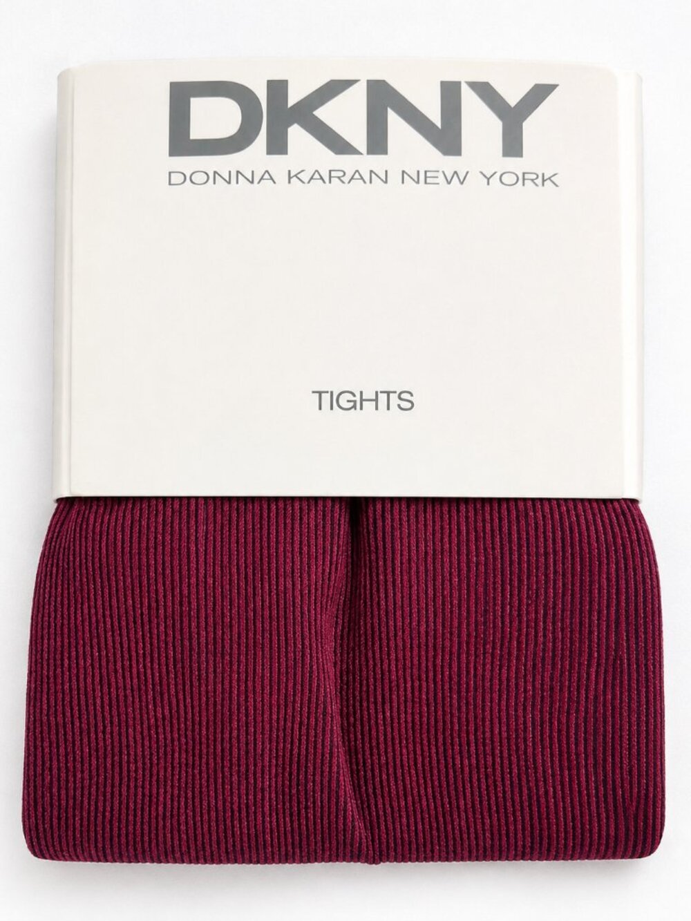 DKNY Bi Color Rib Tights Burgundy Size Small